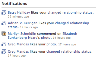 "Changed relationship status" "Changed relationship status"